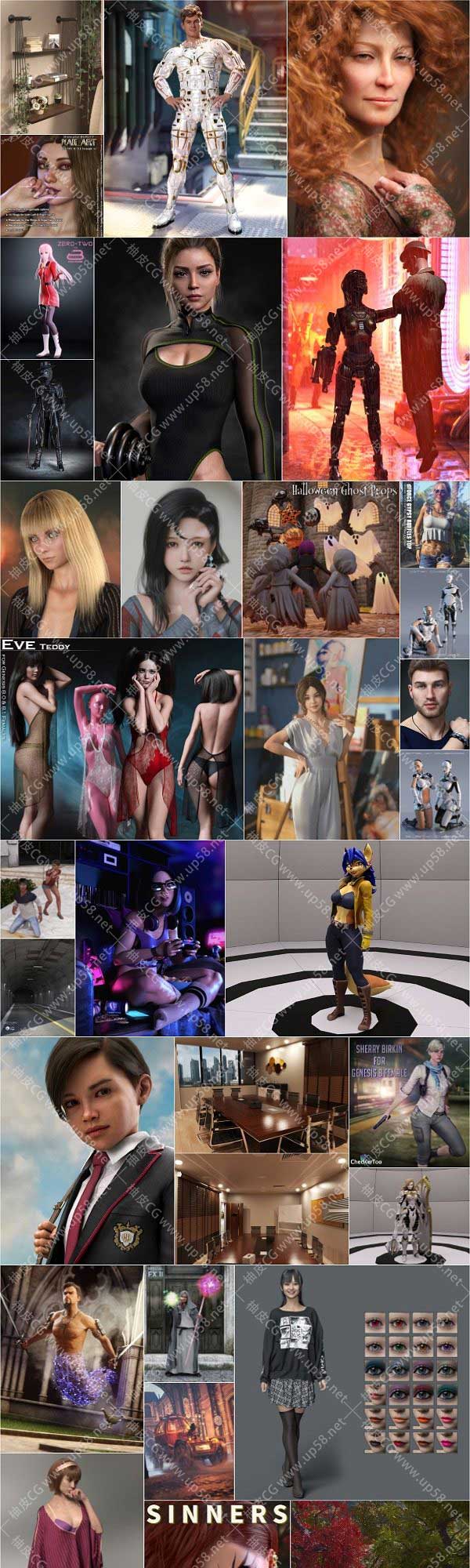 Daz studio 3D角色模型素材合集2022年度12月第一波