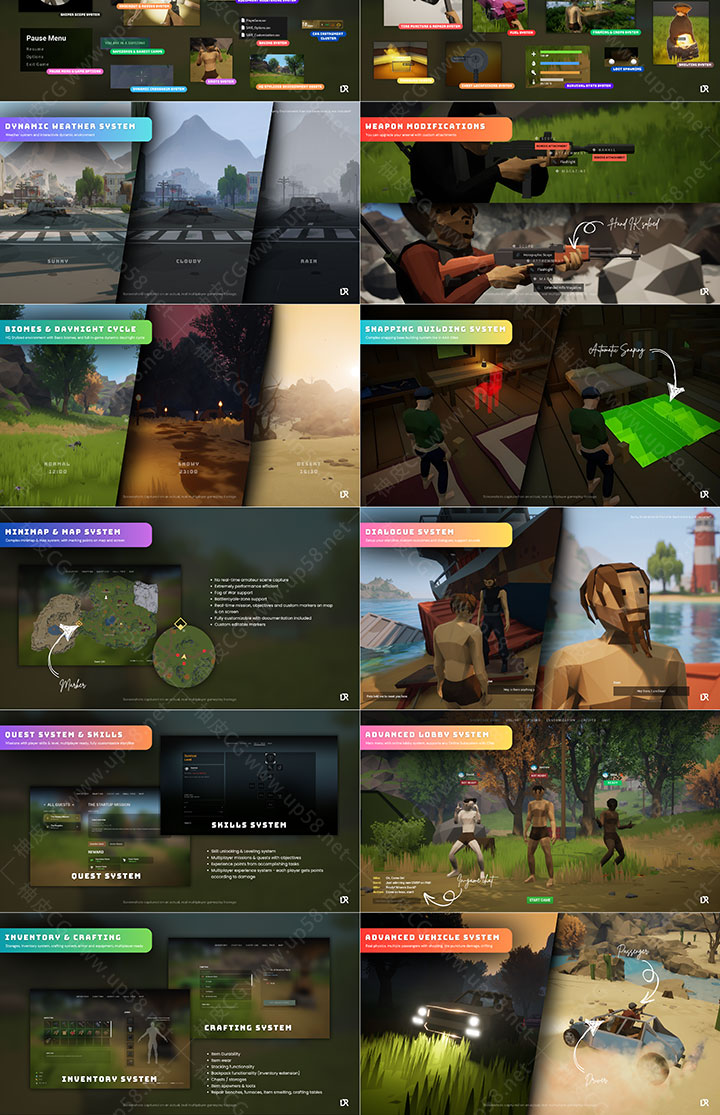 Unreal Engine建造AI任务系统一体化全蓝图多人生存框架Ultimate Multiplayer Survival Pack