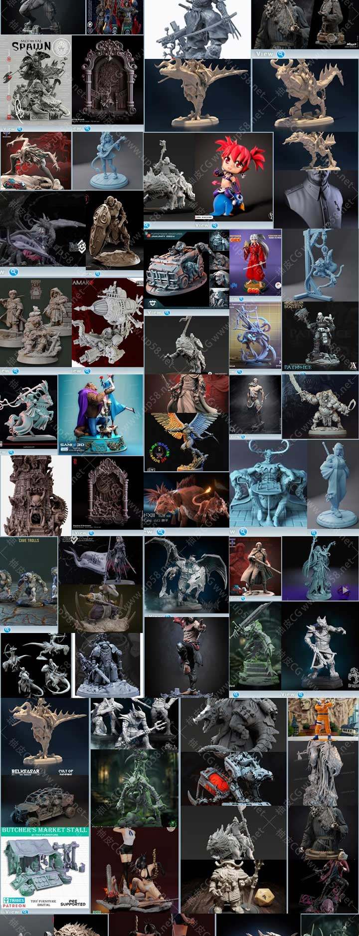 175组高品质西方神话游戏角色系列3D打印迷你模型合集