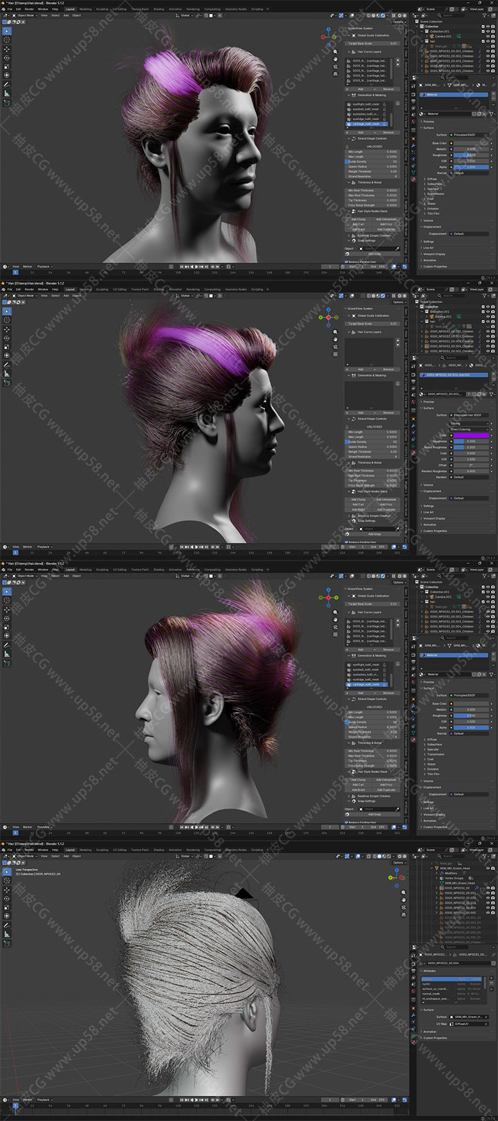 [中文汉化版]Blender高级引导式美发插件Groomflow Pro v1.4.4+中文版使用指南