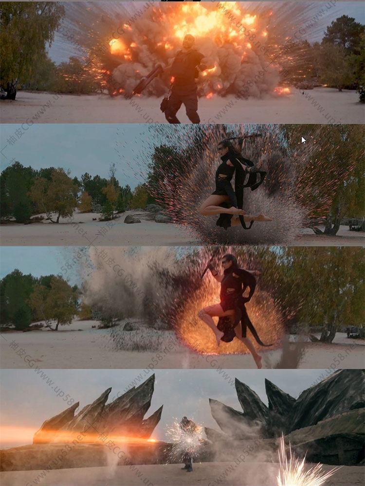 动作科幻预告片血腥爆炸冲击波能量盾VFX特效合成4K高清视频素材