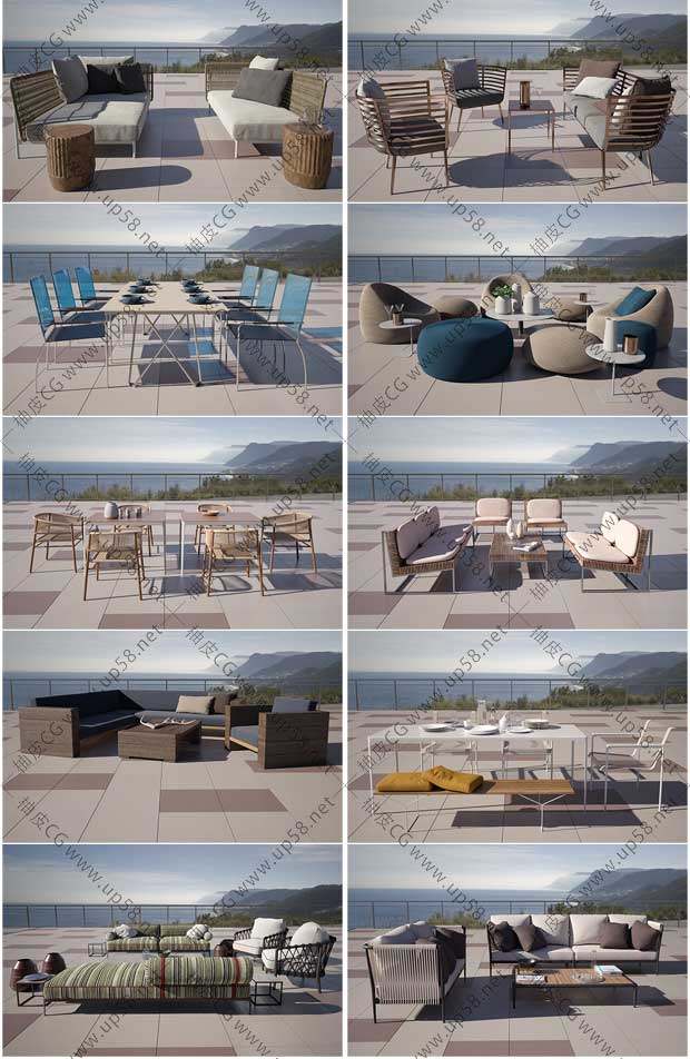 3DSMAX / VRay / Corona现代沙发桌椅家居套装高精度3D模型