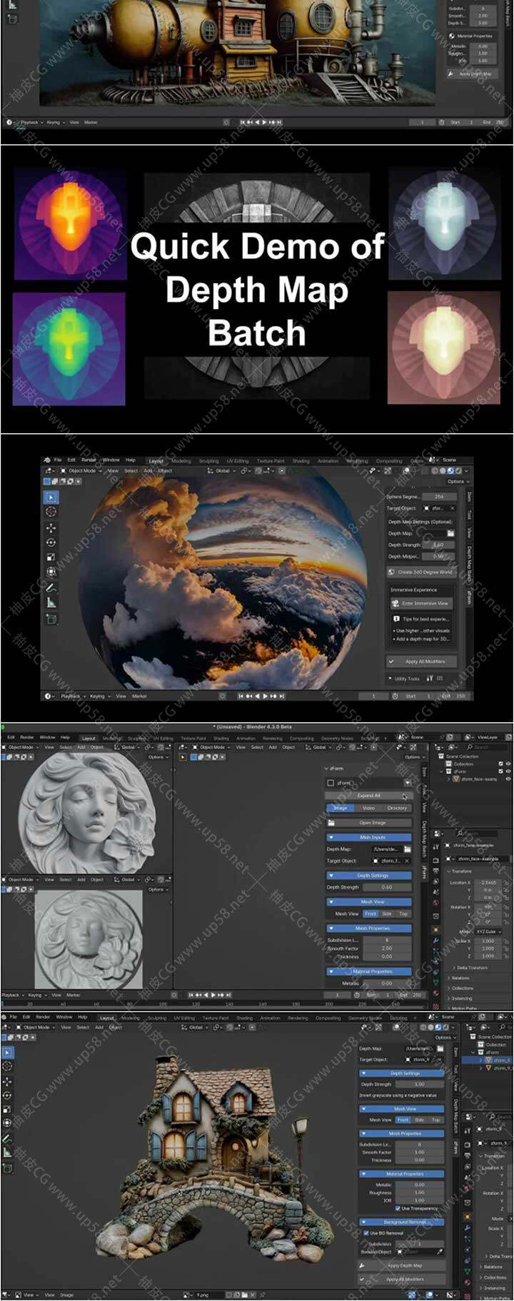 Blender深度图和图片转3D模型插件Zform 2.4.4汉化版