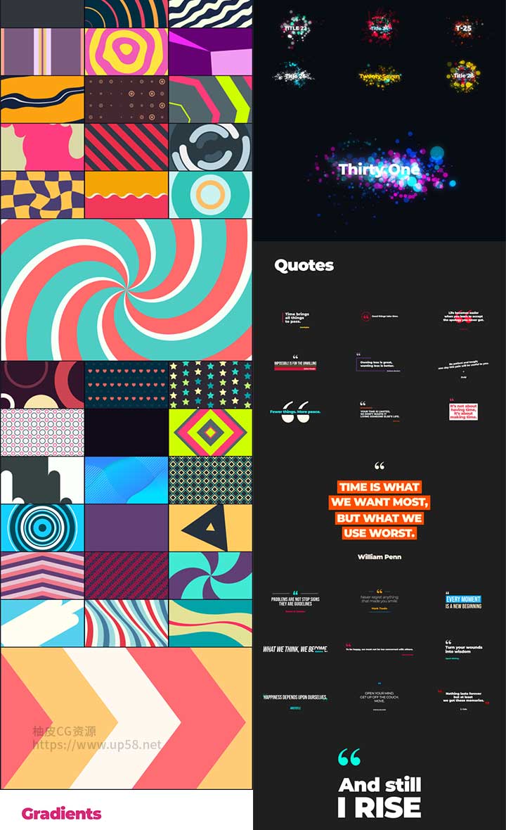 AE脚本 Pr预设 6000组文字标题字幕排版动态背景指引线标识MG动画