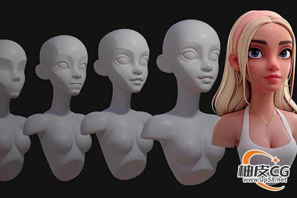 Blender数字雕刻风格化人类头部3D模型视频教程(中文字幕)