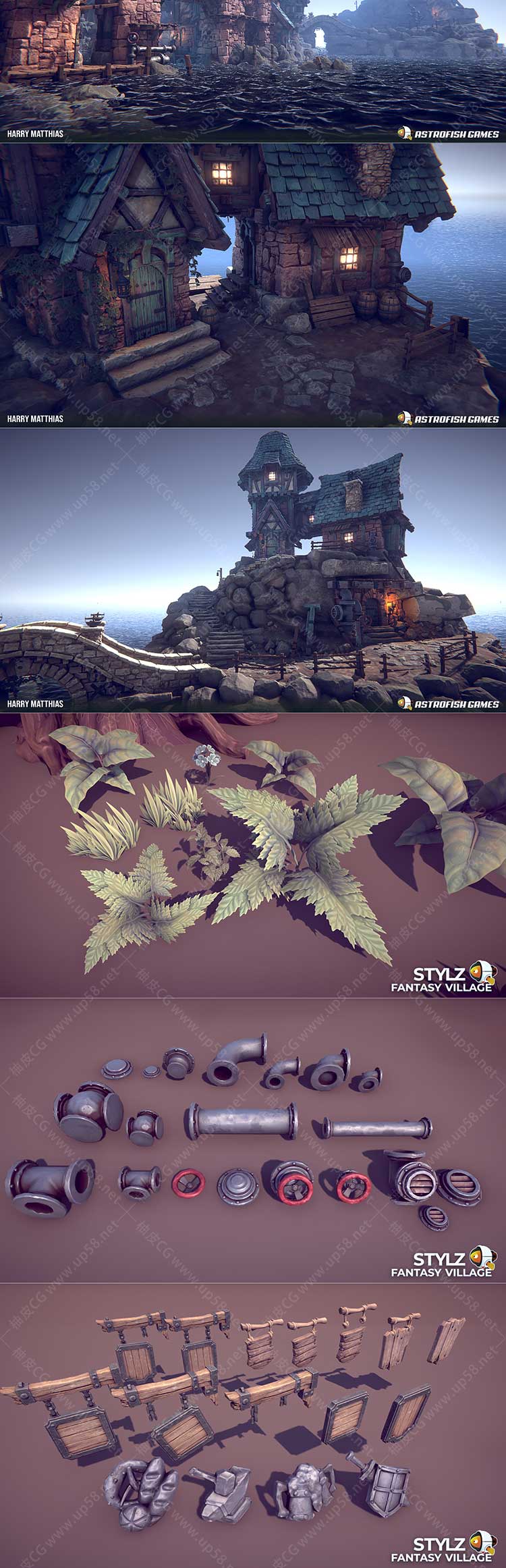 Unity风格化幻想村庄全套环境构建资产包Fantasy Village