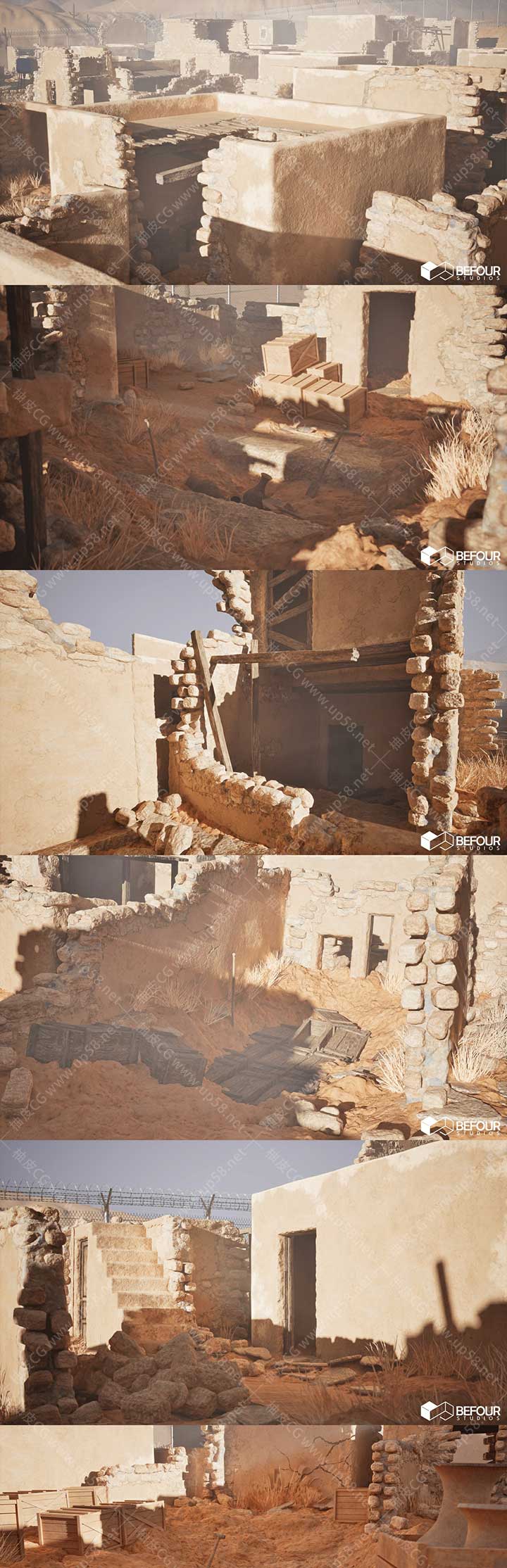 Unreal Engine游戏开发古代沙漠遗迹环境包Ancient Desert Ruins Environment w/ Map Generator PCG