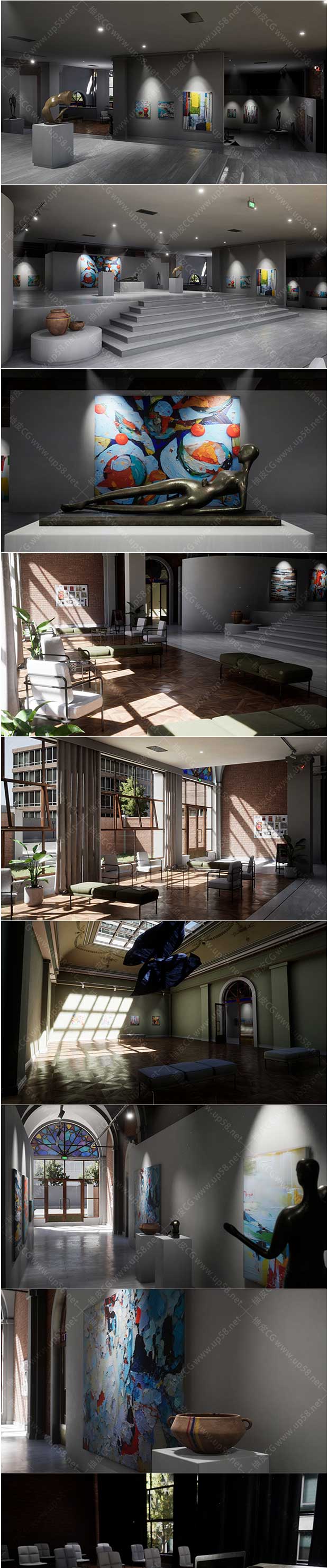 Unreal Engine当代室内艺术画廊UE素材
