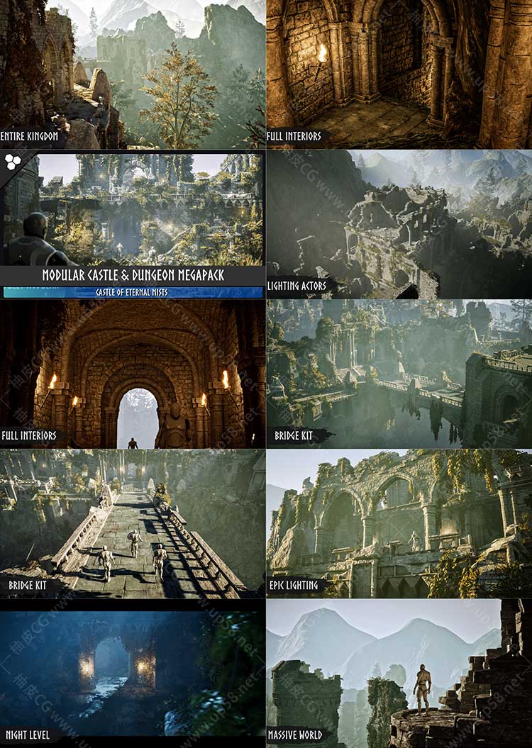 Unreal Engine中世纪城堡与地牢模块化建筑素材库Modular Castle & Dungeon