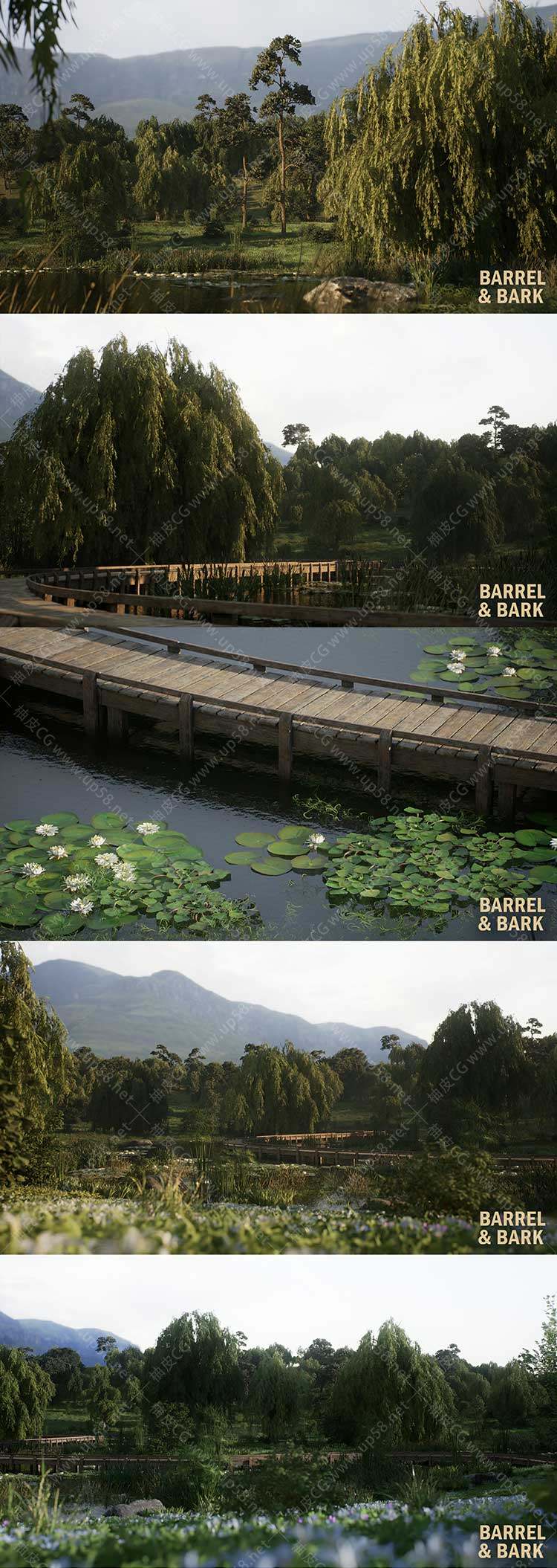 Unreal Engine植物湖面木栈柳湖生物群落环境Willow Lake Biome Environment