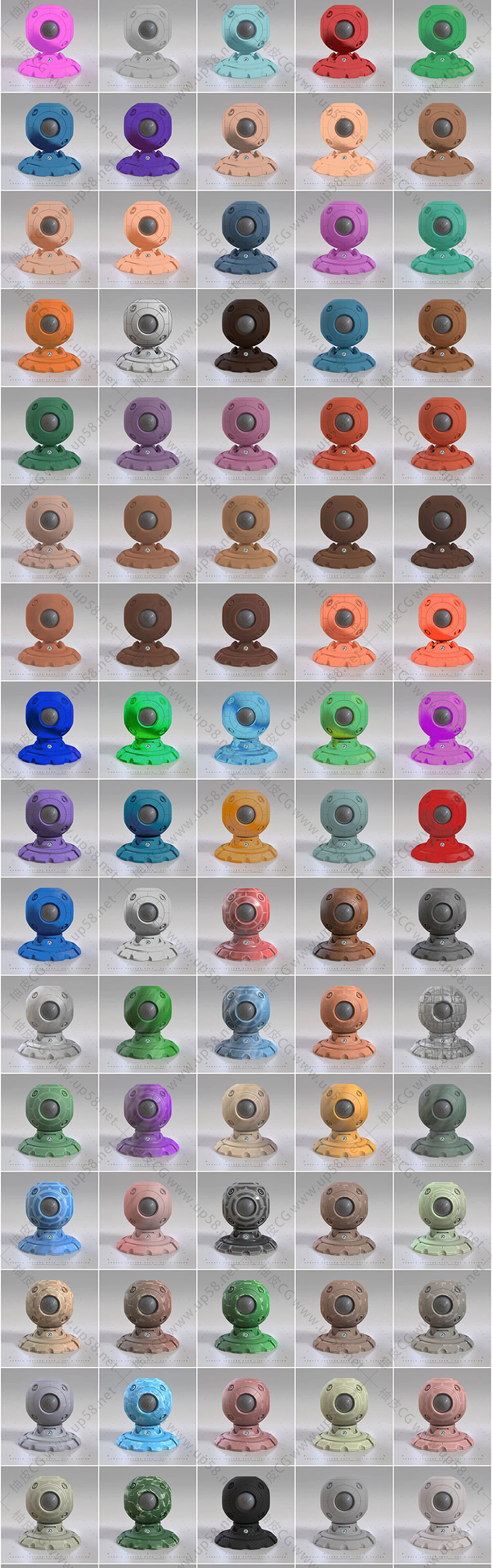 C4D Arnold金属科幻游戏卡通扁平手绘彩铅建筑专业低模材质球预设