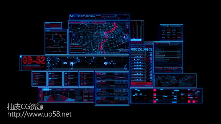 AE面板 300+高科技感全息数字信息图数据HUD元素素材包