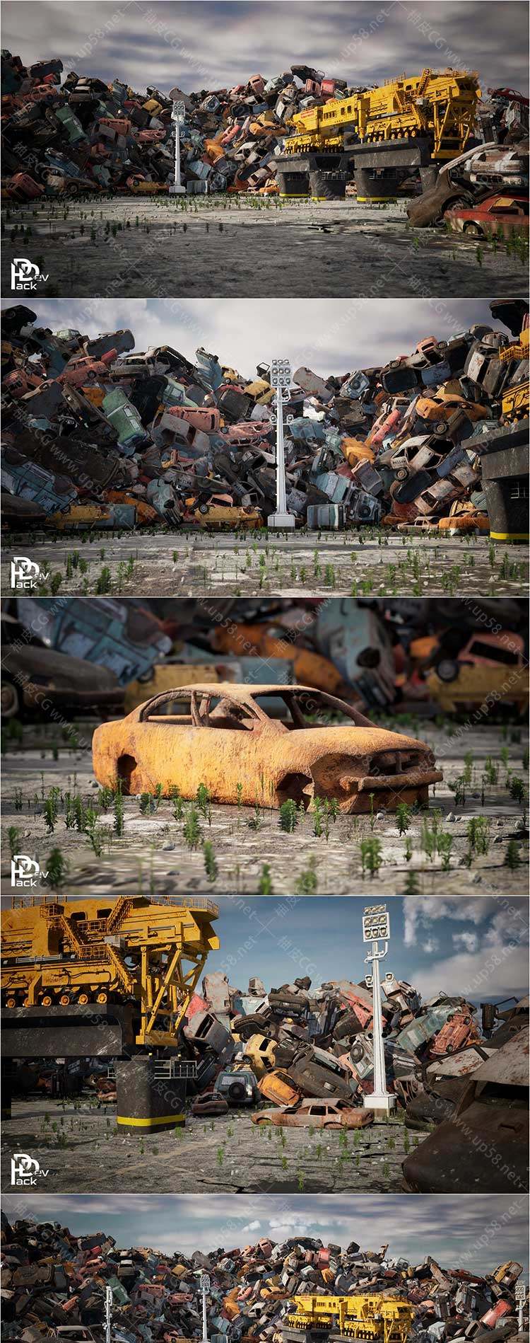 Unreal Engine废料废旧汽车回收站环境素材Junkyard Environment - 14 Assets