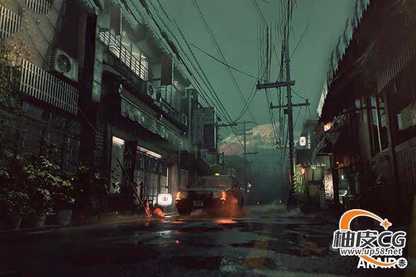 Unreal Engine配Lumen光照与Nanite模型雾氛围日式街景Foggy Japanese Street