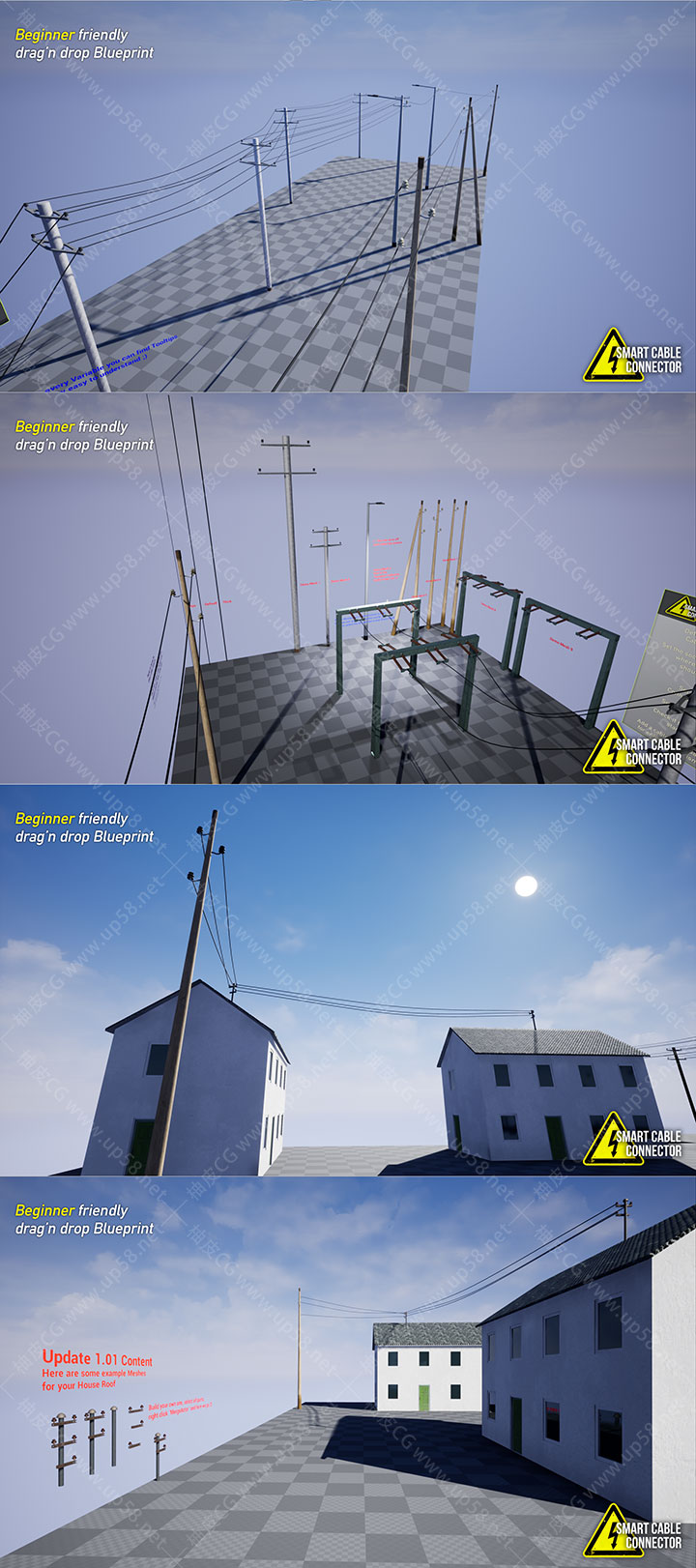 Unreal Engine快速生成可控电缆结构智能线缆连接系统Smart Cable Connector