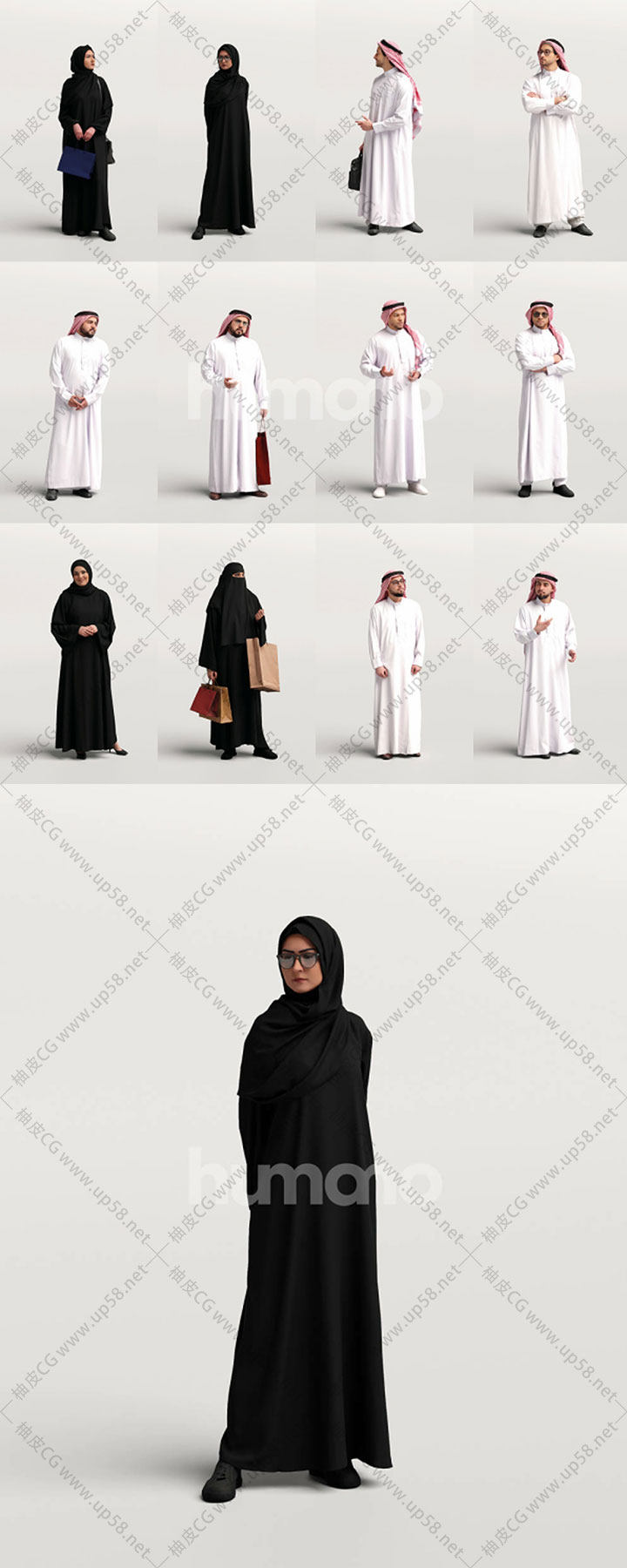 高质量建筑可视化场景搭建阿拉伯街景站立3D人物合集