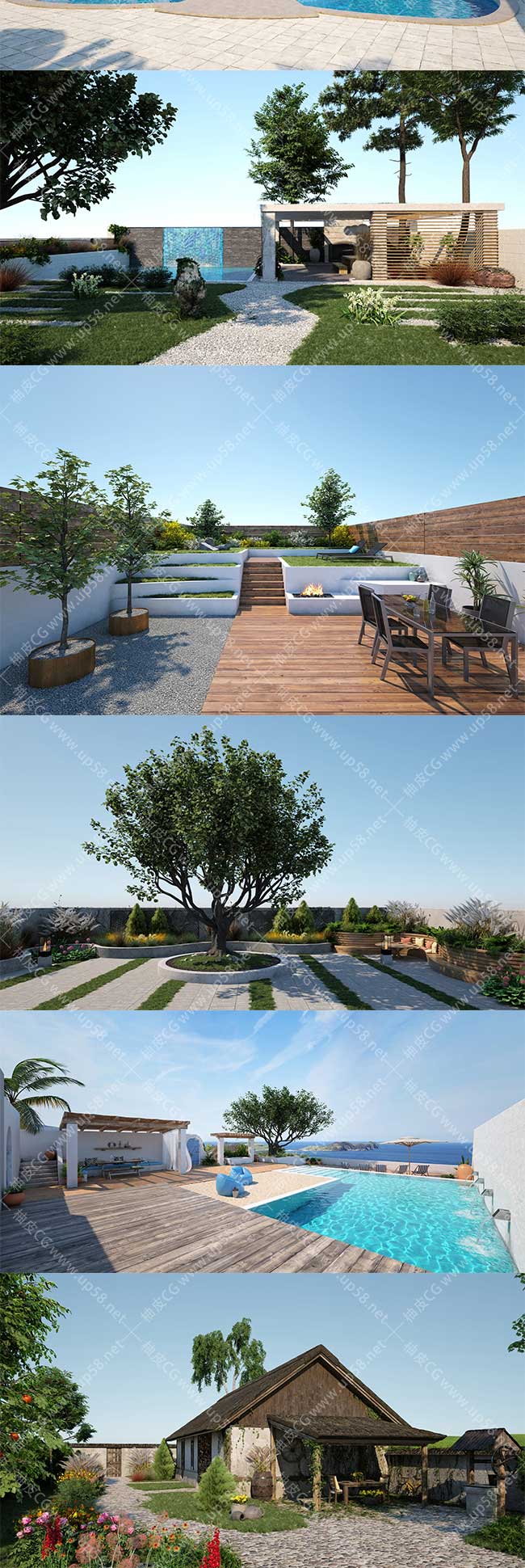 20组3dsmax / C4D专业室外花园植被家具场景3D模型