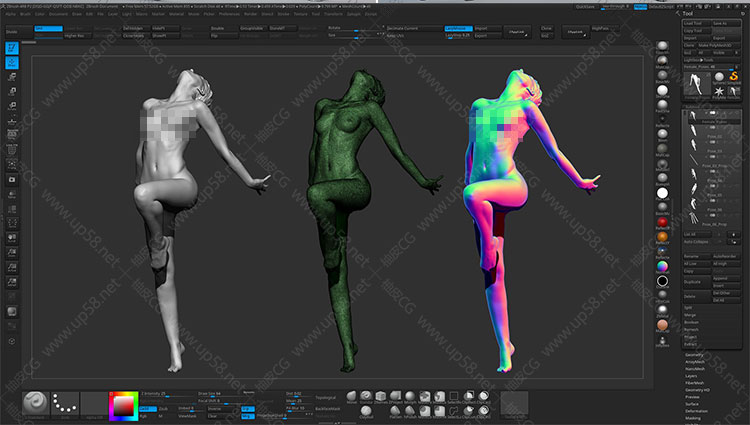 精细女性人物角色人体ZTL / OBJ / FBX格式3D模型
