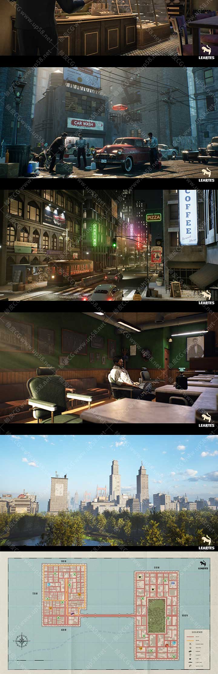 Unreal Engine 1950 年代纽约城市环境景观模型素材包