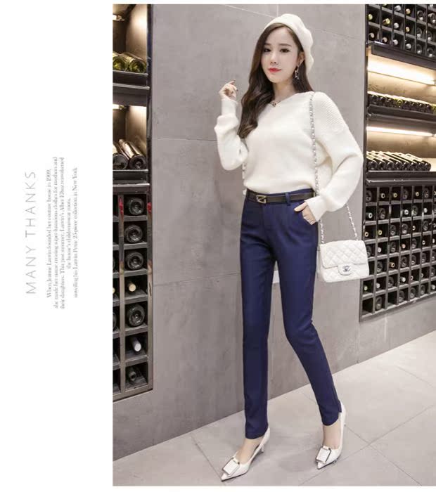Cộng thêm quần nhung nữ mùa đông mới dày quần mỏng phù hợp với quần chân dài quần dài cạp cao quần jean baggy nữ
