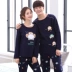 Mùa thu quần dài tay cotton đôi đồ ngủ Hàn Quốc mùa xuân và mùa thu và mùa đông hai mảnh nam và nữ mỏng phù hợp với dịch vụ nhà - Bộ Pajama bộ pijama Bộ Pajama
