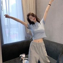 European station 2021 summer new leisure suit female Korean fashion wide leg pants set foreign style thin two-piece set
