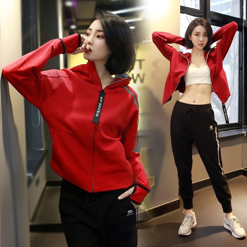 European Station 2022 Spring Autumn New Leisure Sports Suit Women Fitness Room Yoga Suit Running Fitness Clothing Two Sets