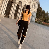 European station 2021 summer new leisure fashion set female small man high foreign atmosphere retro port style two sets