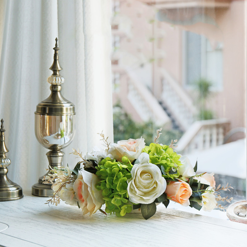 Hejia simulation flower silk flower Rose flower set Floral art Conference flower tea Wedding wild match Korean European living room