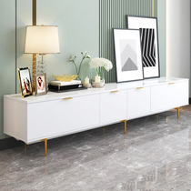 Light Extravagant TV Cabinet Tea Table Combo Small Family Modern Minima Living Room White Nordic Rock Board High Narrow TV Cabinet