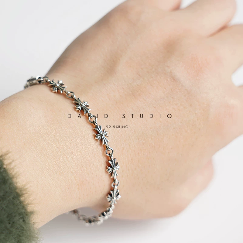 Retro bracelet, accessory, silver 925 sample, silver 925 sample, European style
