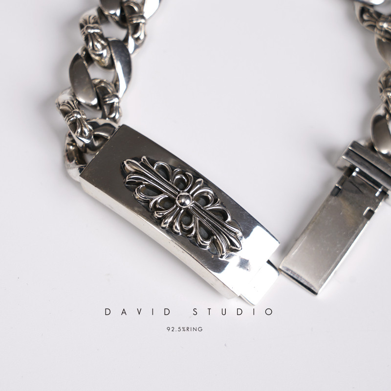 david 925 sterling silver Luo Xin cross insert coarse mine bracelet couple Gao forced ins men's net red