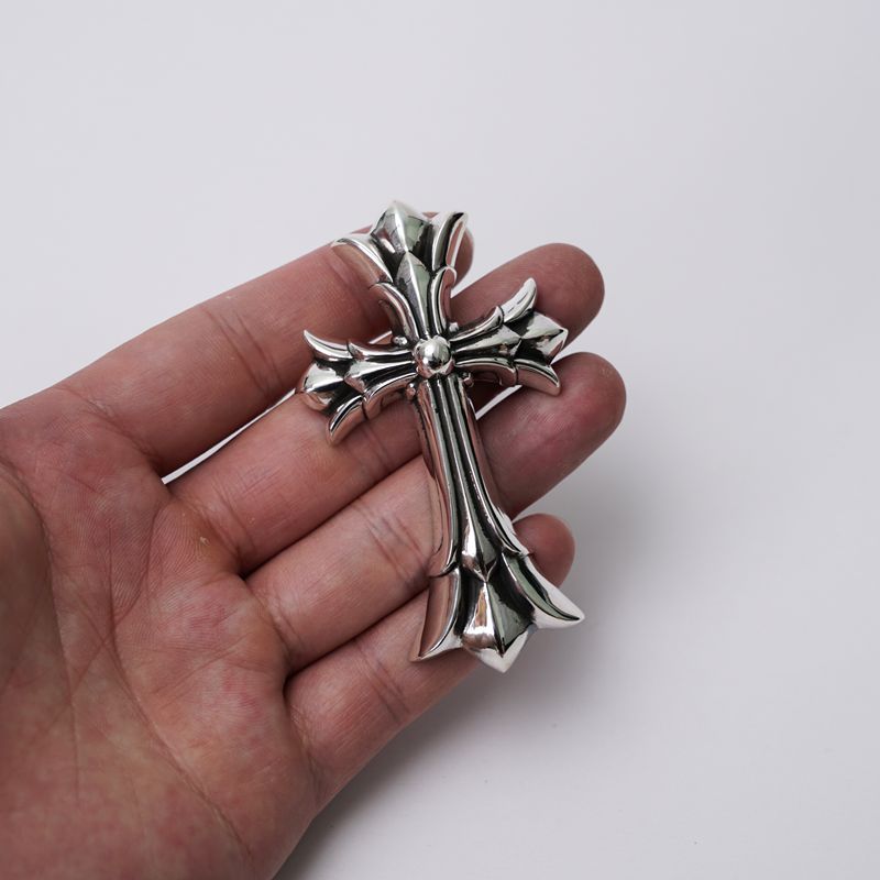 David studio 925 sterling silver classic double cross large necklace pendant men's punk GD