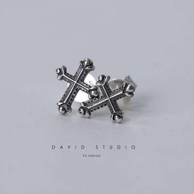 David Studio 925 Sterling Silver Cross Couple Stud Earrings werkstatt munchen