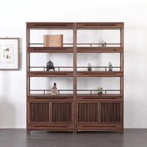  New Chinese style solid wood display cabinet Tea room Zen storage container Dobao pavilion living room partition tea display Bogu rack