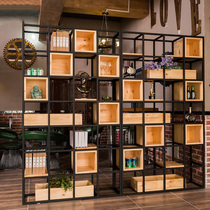  American loft industrial style floor-to-ceiling wrought iron living room partition shelf Office screen boutique display display rack