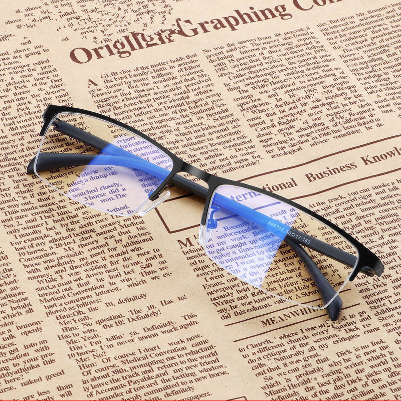 Anti-blue light discoloration glasses men and women mobile phone radiation protection goggles half-frame flat mirror no degree myopia glasses frame