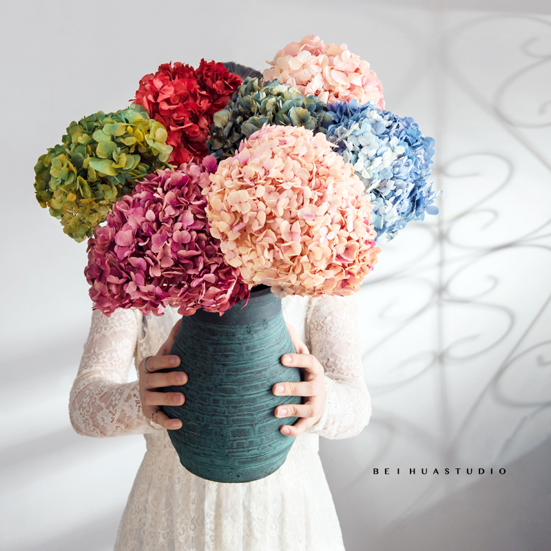 Immortal flower DIY material hydrangea real flower bouquet Nordic home table place dry flower shooting props preserved flower
