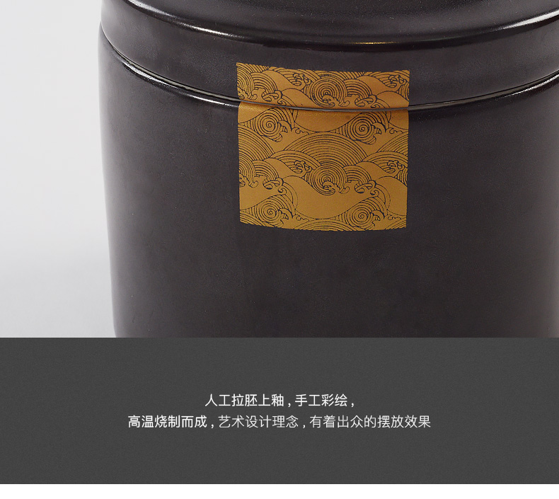 I and contracted the new Chinese style round ceramic decoration storage tank teahouse tea taking between example furnishing articles study window