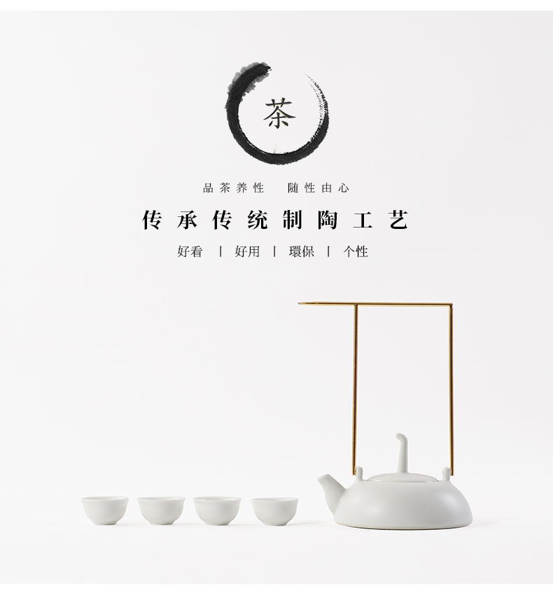 New Chinese style white ceramic tea set tea zen teapot tea tray example room white porcelain ornaments furnishing articles