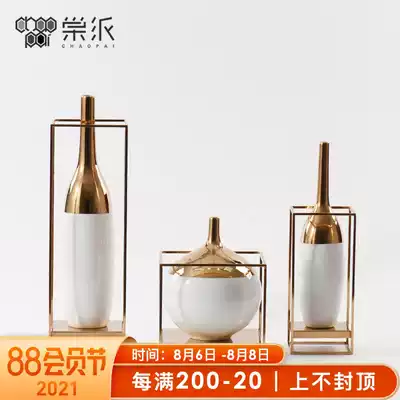 New Chinese style ceramic pot decoration Modern model room Home living room TV wine cabinet Entrance Porcelain soft decoration