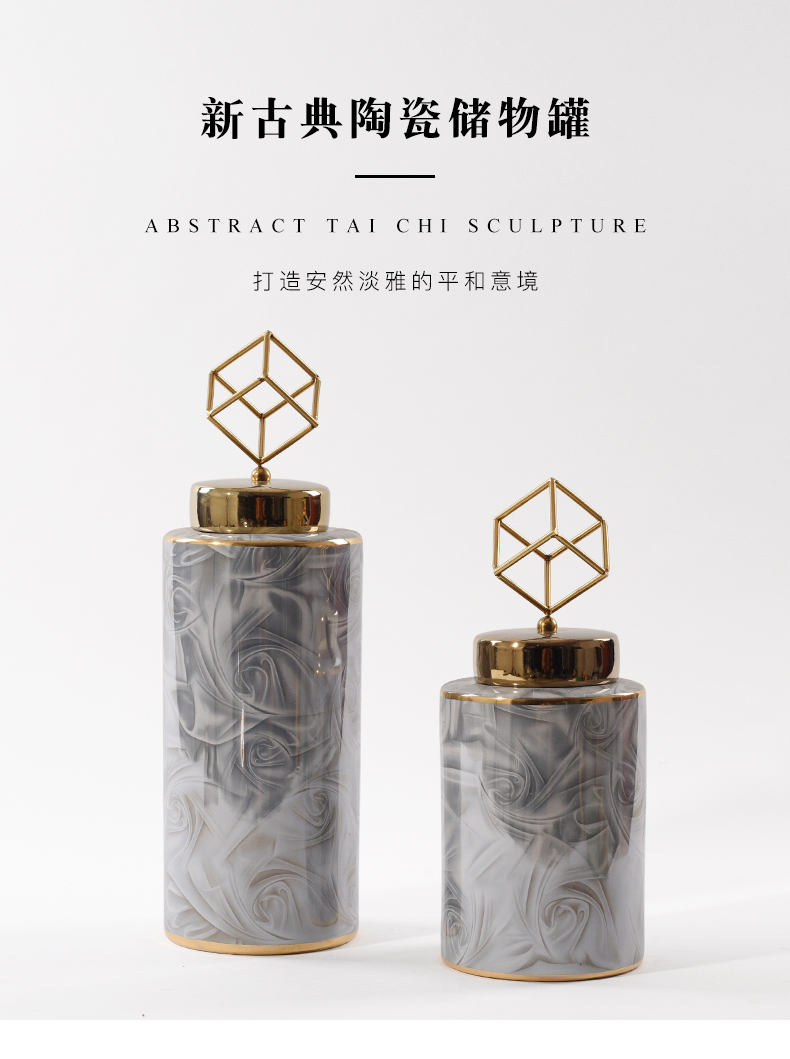 Modern Chinese style light key-2 luxury geometric pattern porcelain pot sitting room porch ark, furnishing articles between example villa hall decoration