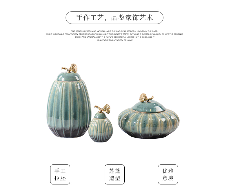 The new Chinese style pumpkin jars China club floor front desk closet brass lotus cover handle soft decoration