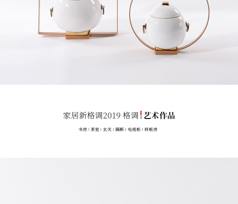 Nest light sent new Chinese style key-2 luxury gold ceramic pot furnishing articles sitting room partition screen wine storage tank soft decoration