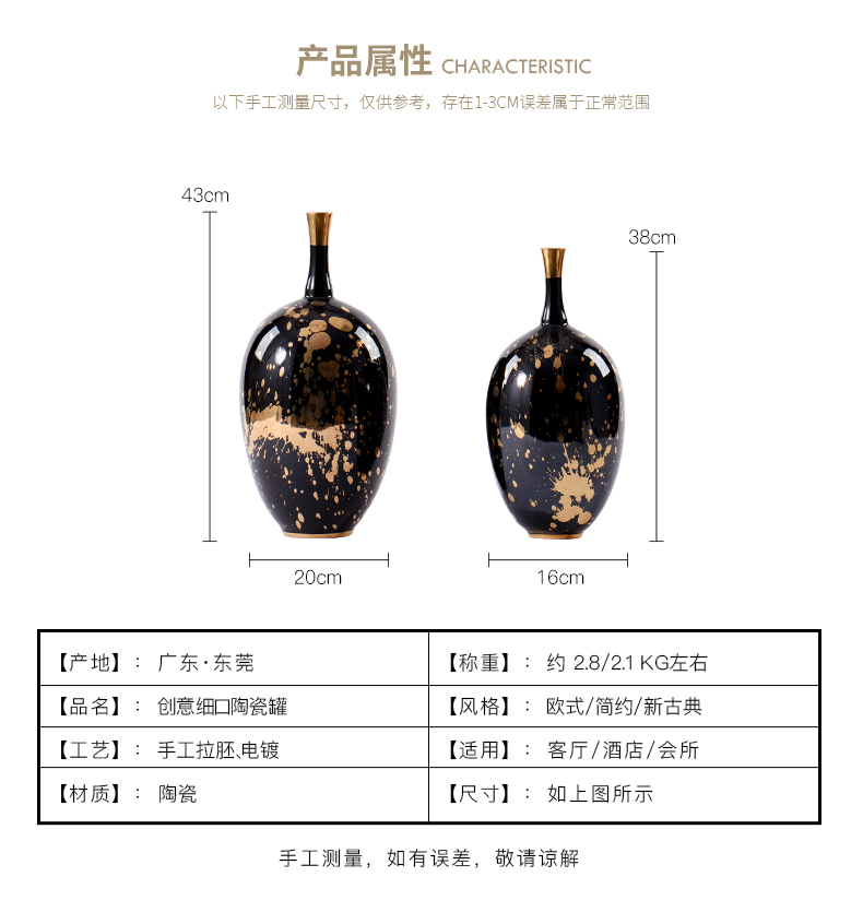New classical light key-2 luxury porcelain pot furnishing articles modern example room vases, flower arranging a China TV ark of tea table accessories