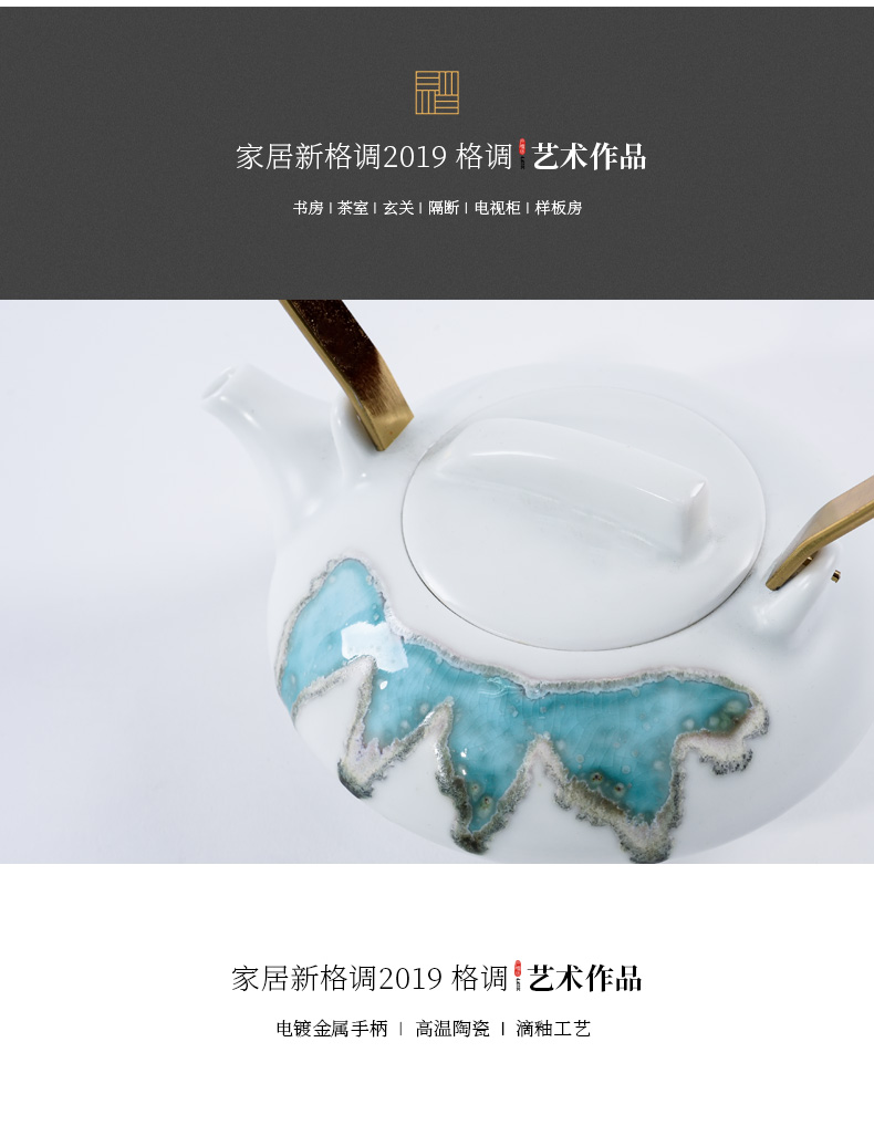 Modern new Chinese style adornment ceramic teapot tea tea tea tray handicraft between example tea suit furnishing articles