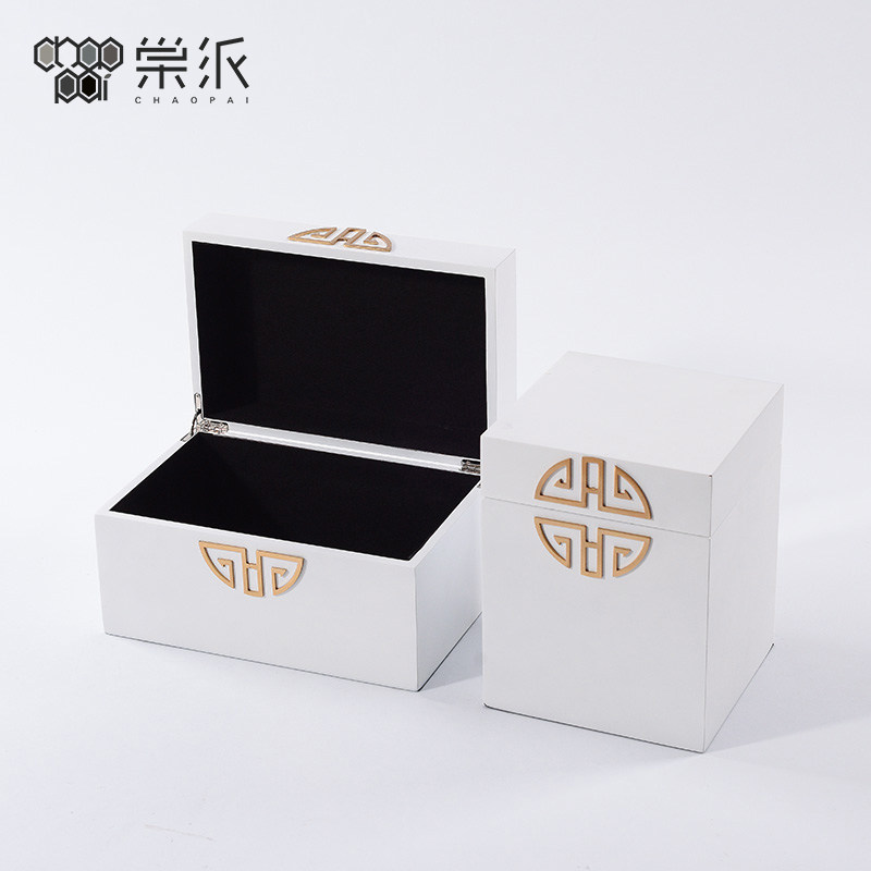 New Chinese white simple jewelry box decoration Sales office hall partition cabinet Solid wood storage box Soft decoration