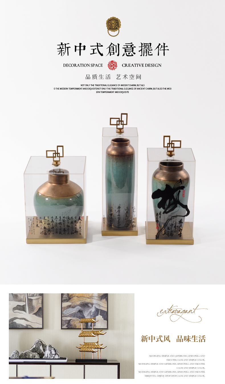 Chinese zen acrylic cover ceramic pot furnishing articles club hotel example room partition displayed soft decoration