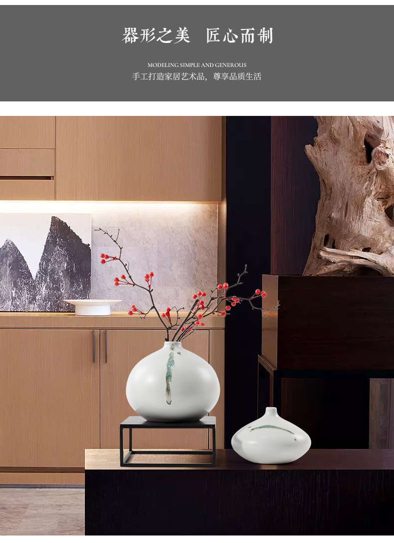 New Chinese style fine expressions using flower arranging ceramic vase decoration teahouse tea table desktop sitting room porch white flowers, furnishing articles