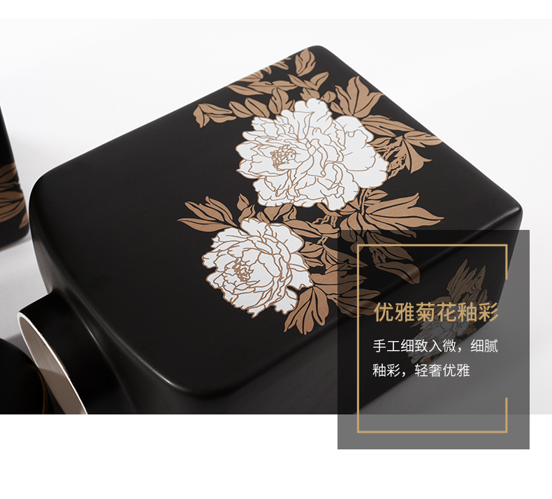 By the pattern adornment can place new classic black ceramic bottle wine art decoration handicraft sample room